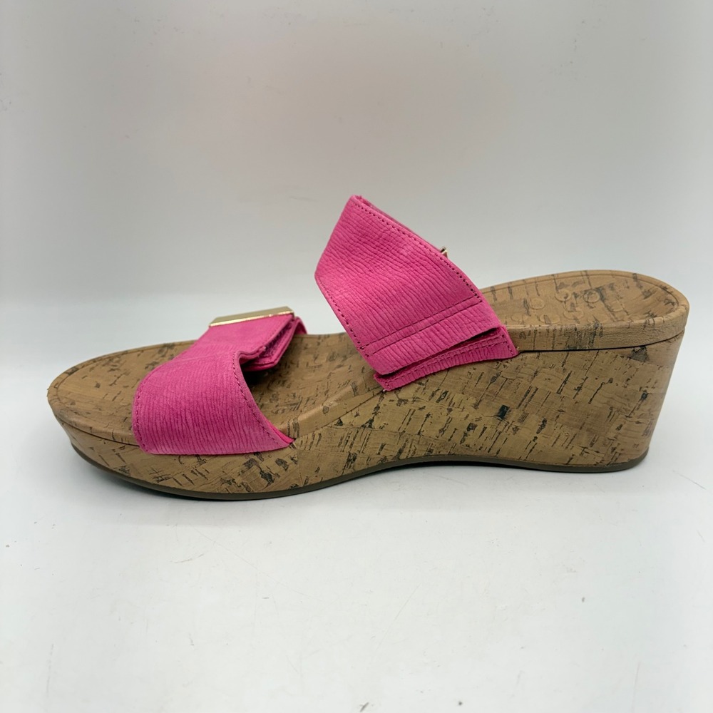 Vionic Pepper Ruched Pink Wedge Sandals‎ Gold Hardware Womens 8 11095251 - Picture 3 of 8